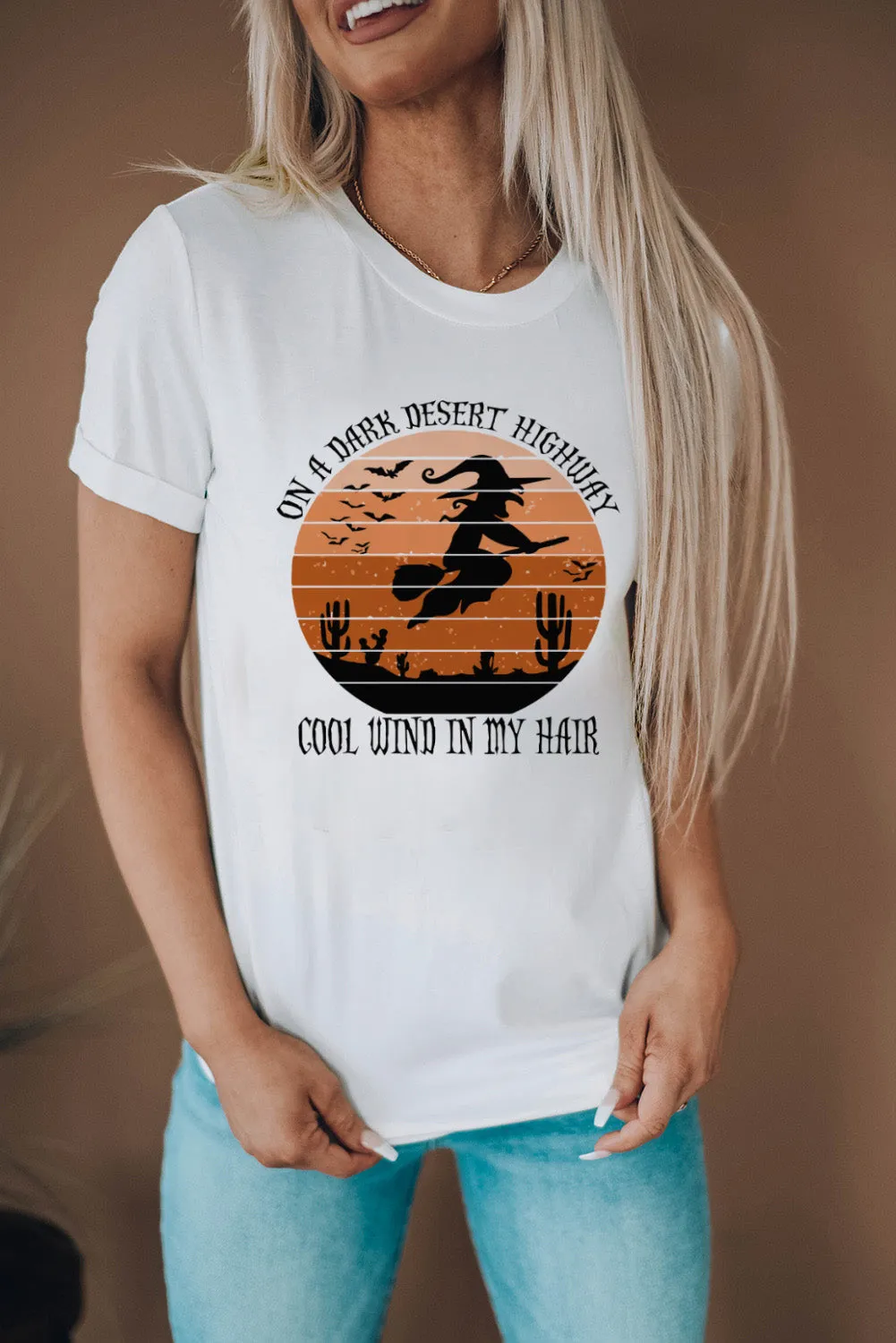 Fall Letter Print Crew Neck Graphic T Shirt