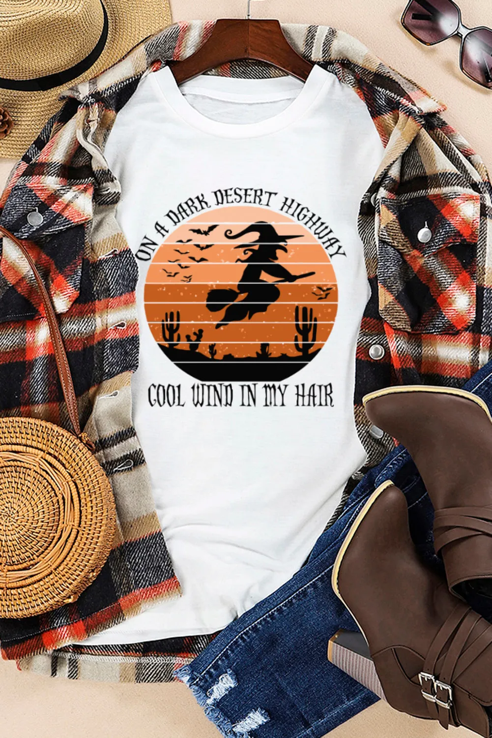 Fall Letter Print Crew Neck Graphic T Shirt
