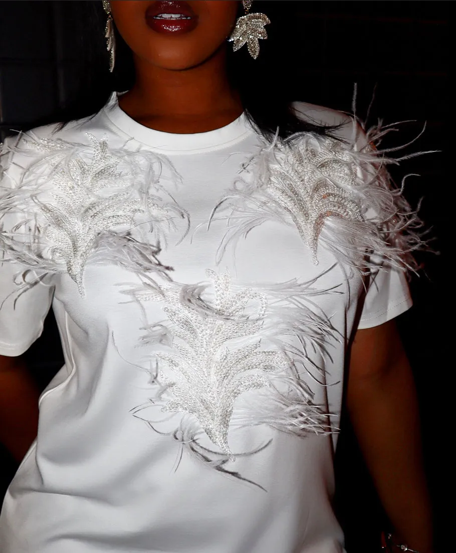 Feather T-Shirt Dress