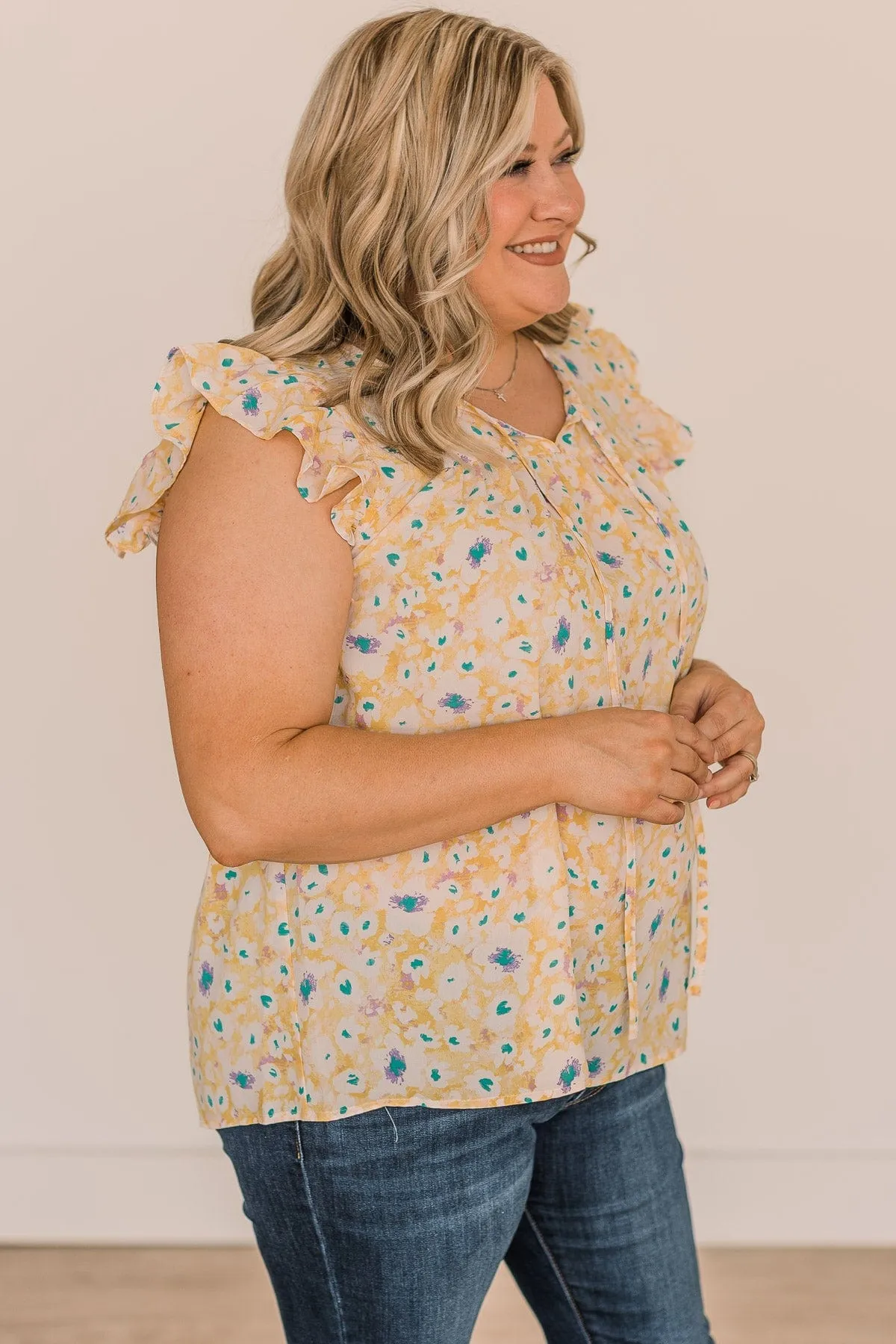 Feel Your Love Floral Blouse- Yellow & Ivory