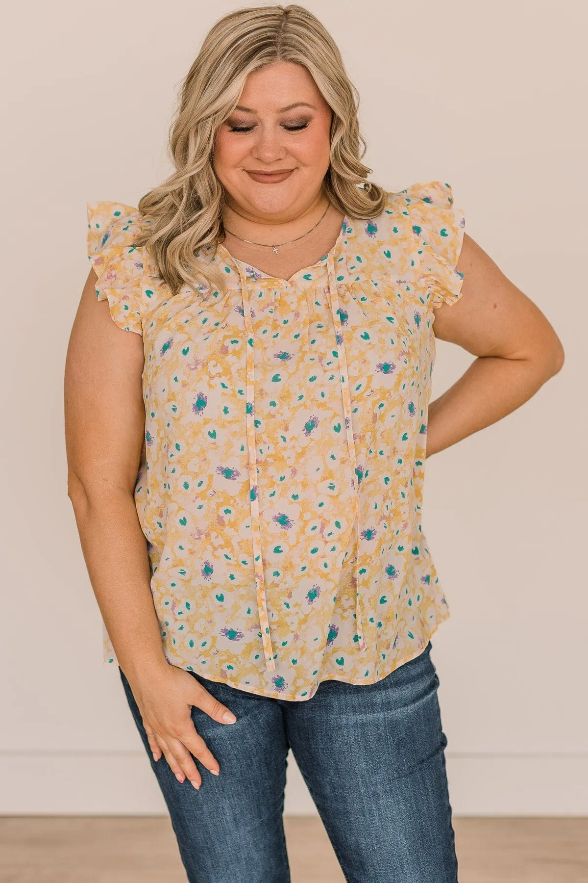 Feel Your Love Floral Blouse- Yellow & Ivory