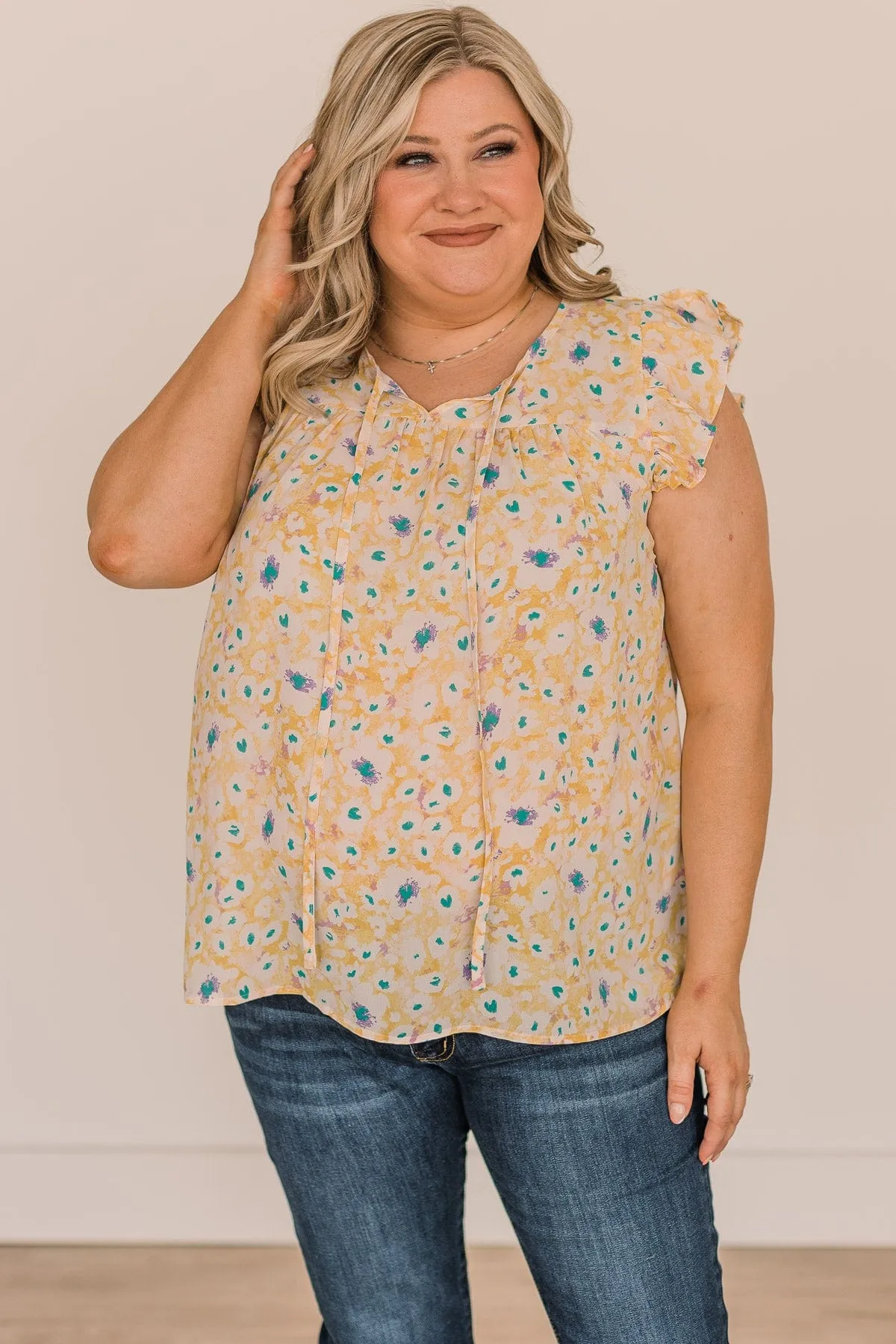 Feel Your Love Floral Blouse- Yellow & Ivory