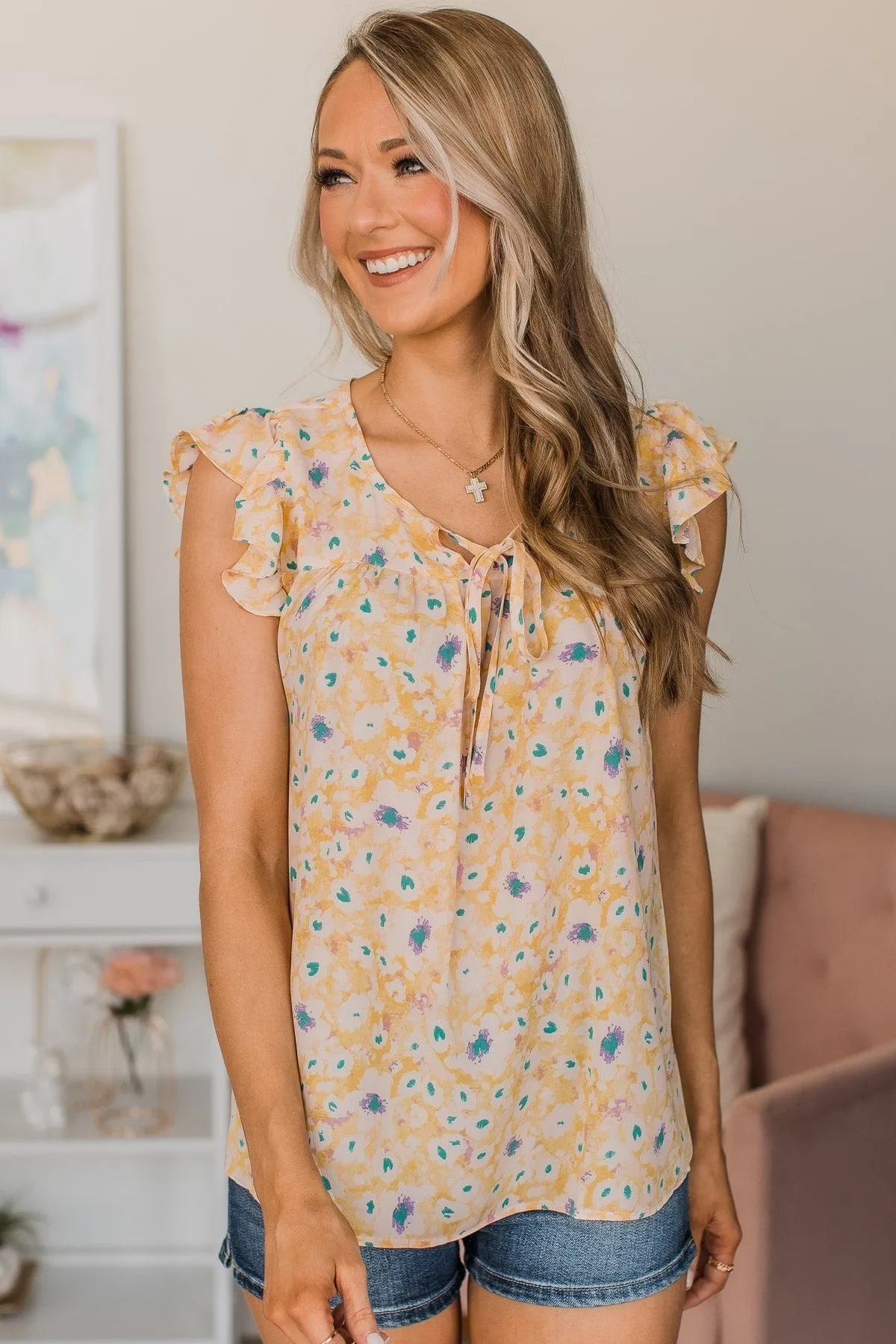 Feel Your Love Floral Blouse- Yellow & Ivory