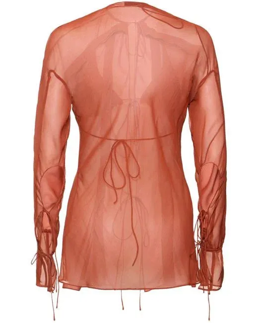 Floating Sheer Lapped Shirt - Brick
