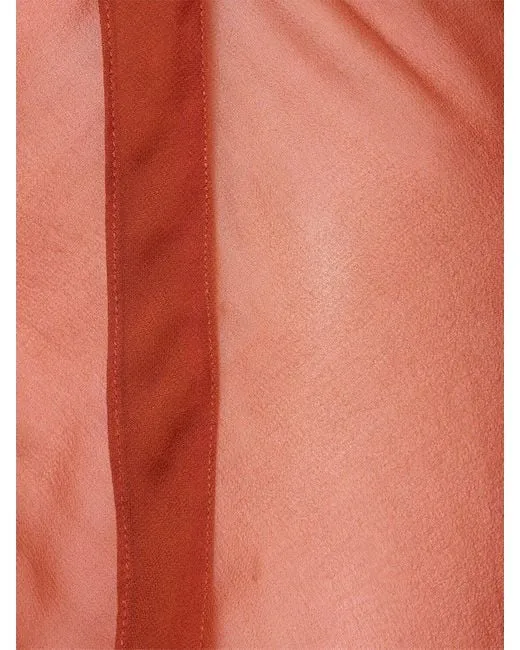 Floating Sheer Lapped Shirt - Brick