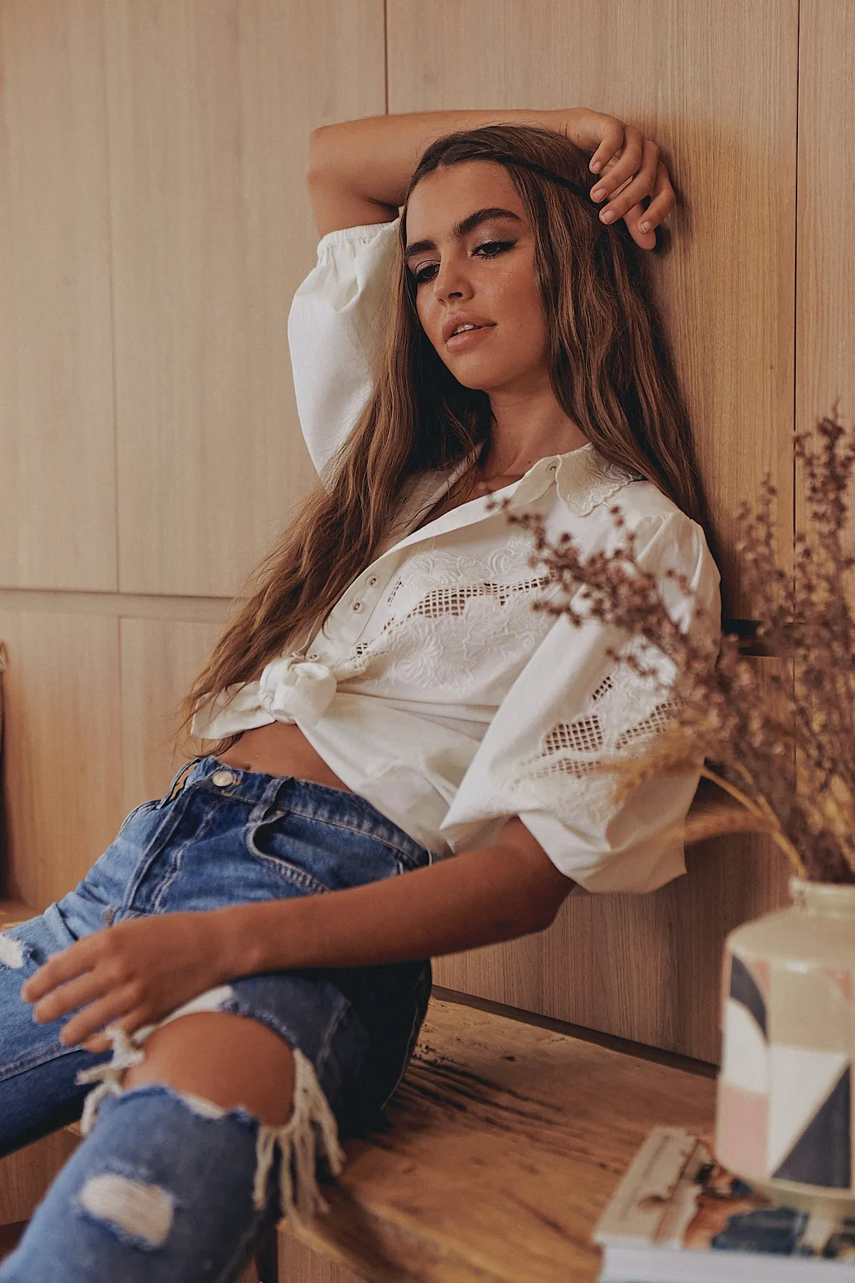 FLORA EMBROIDERY BLOUSE - Ivory ~ MOS the label