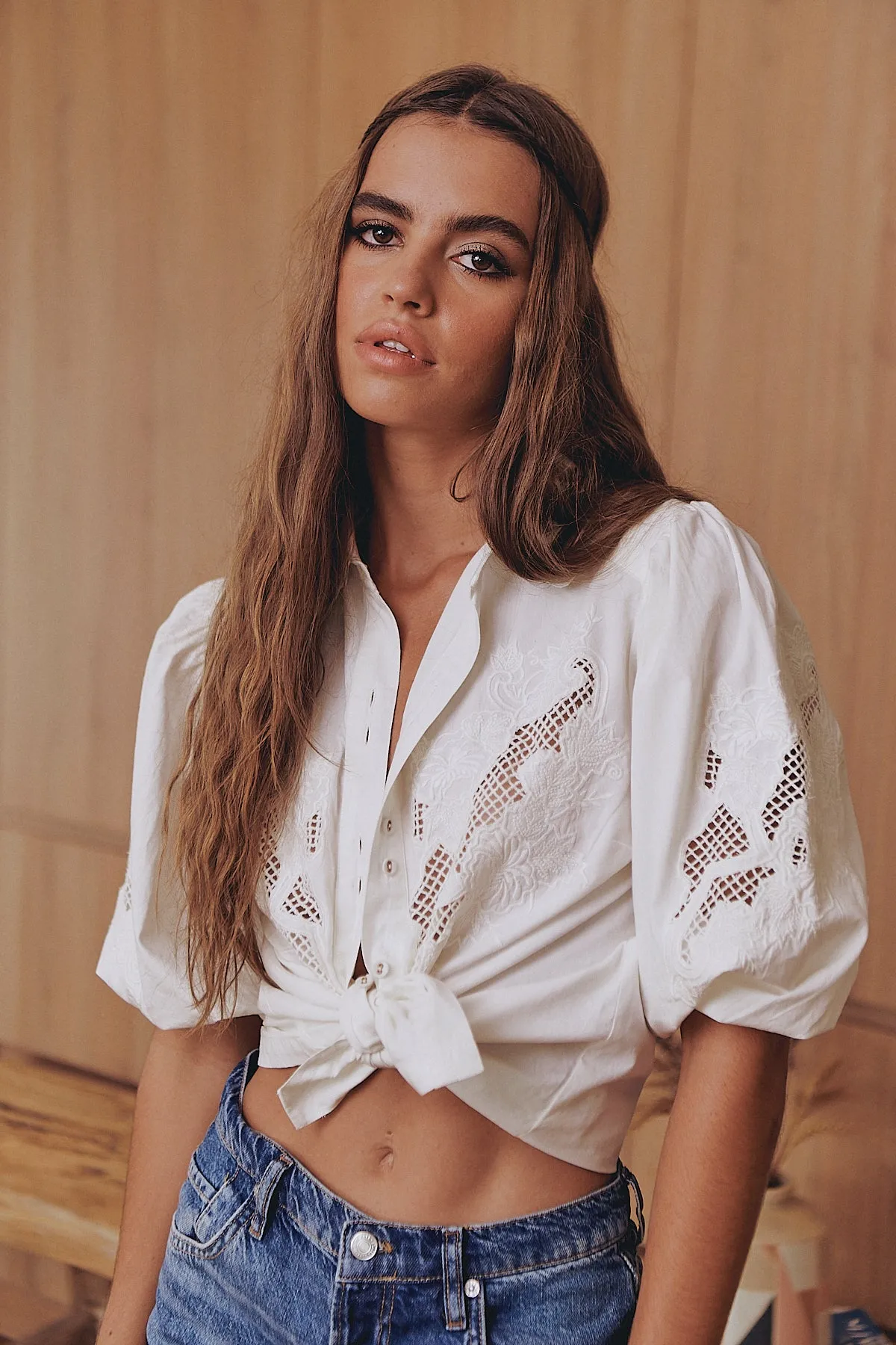 FLORA EMBROIDERY BLOUSE - Ivory ~ MOS the label