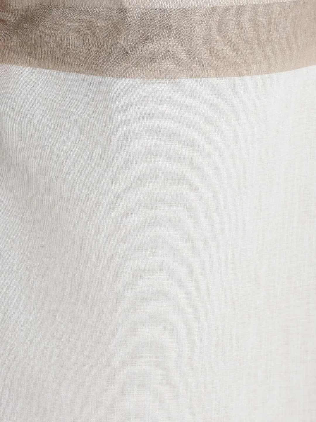 Floral Printed Daily Wear Pure Linen White Saree