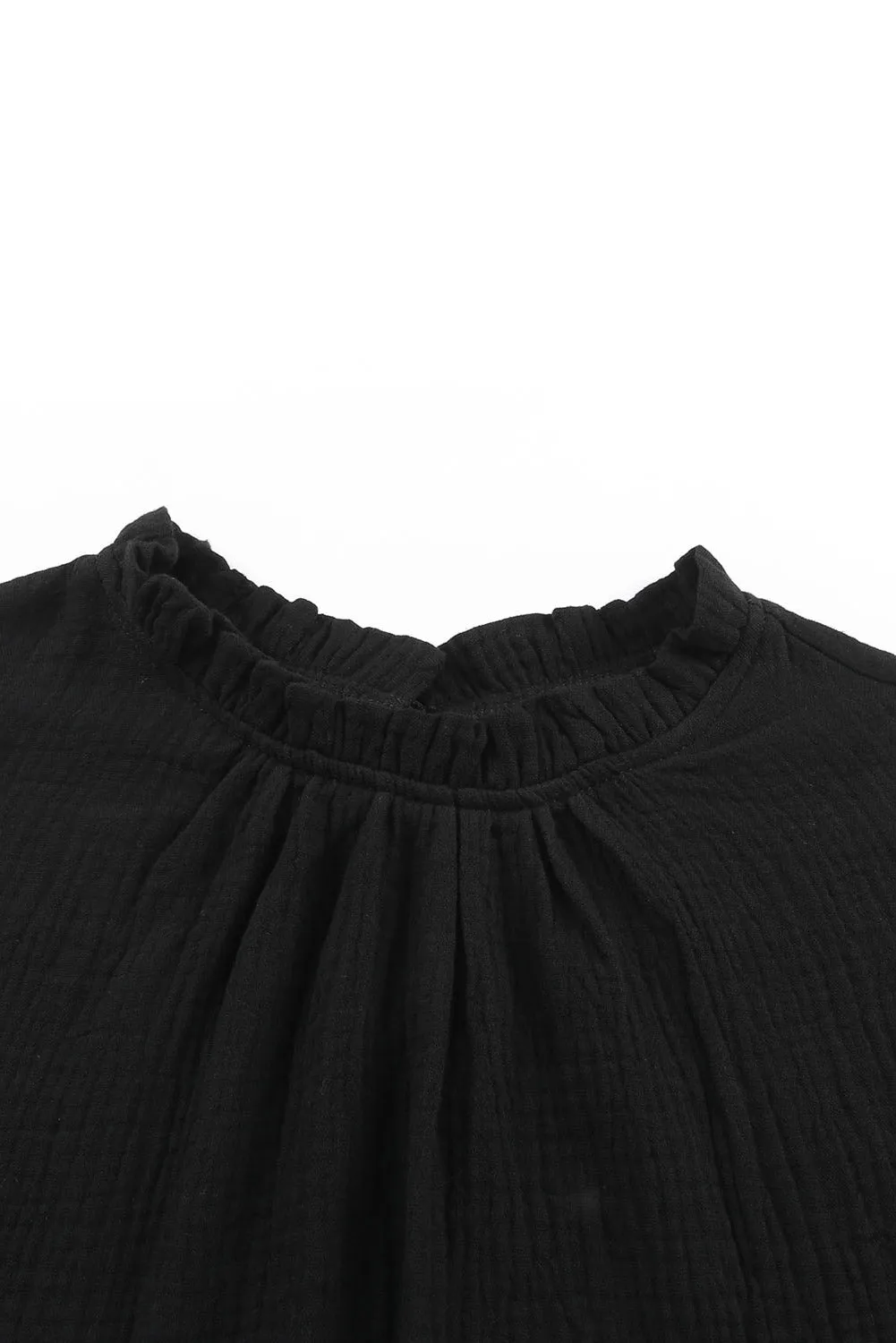 Flutter Sleeve Frilled Neck Textured Blouse