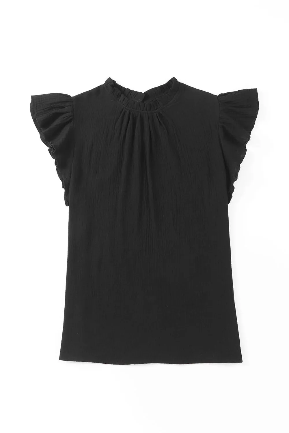 Flutter Sleeve Frilled Neck Textured Blouse
