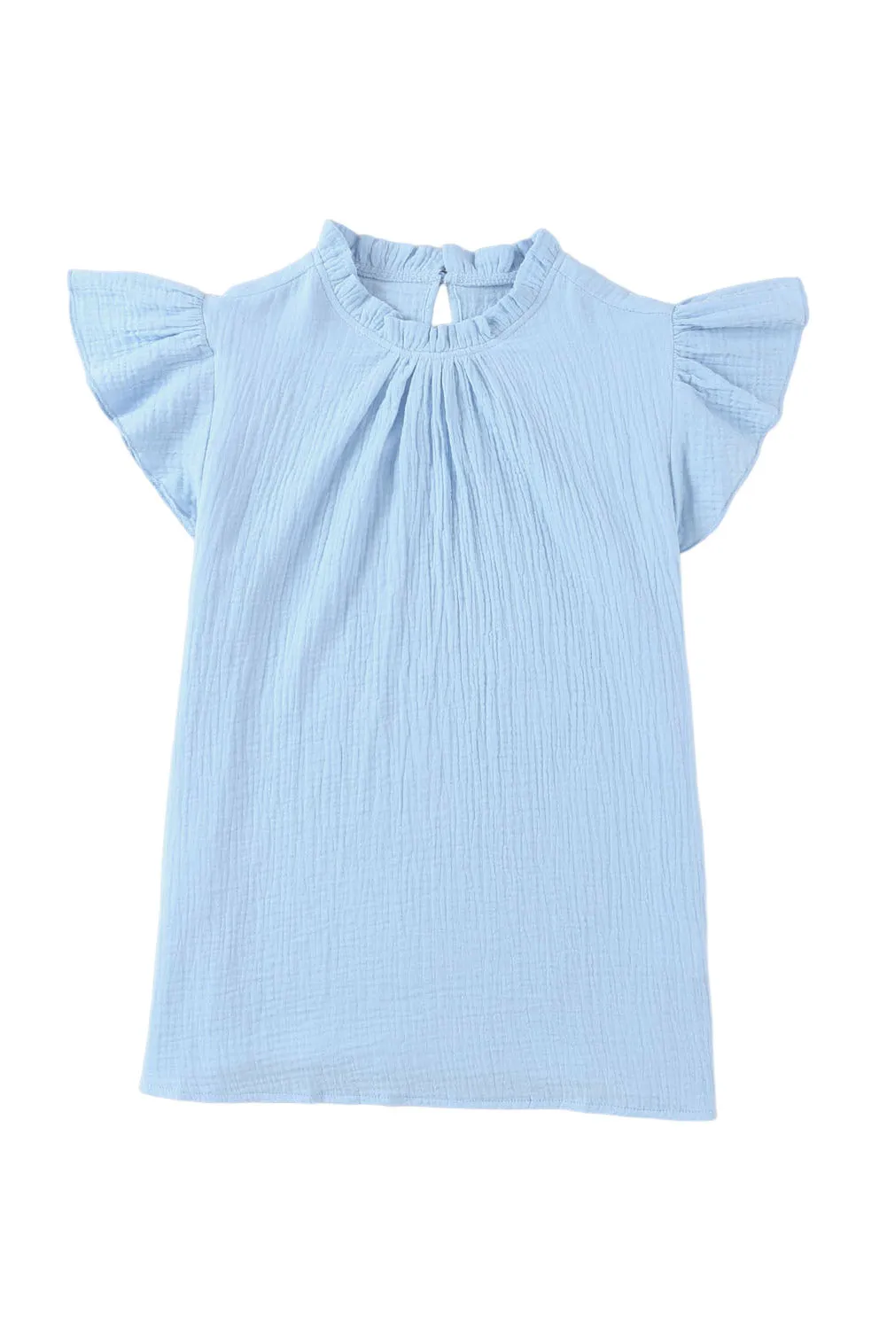 Flutter Sleeve Frilled Neck Textured Blouse