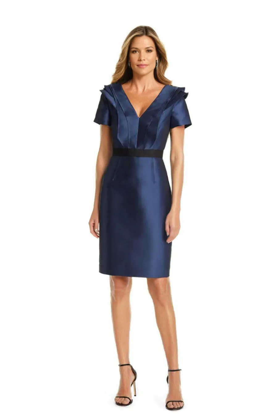 FOCUS by Shani - Dramatic Ruffle Mikado Sheath Dress