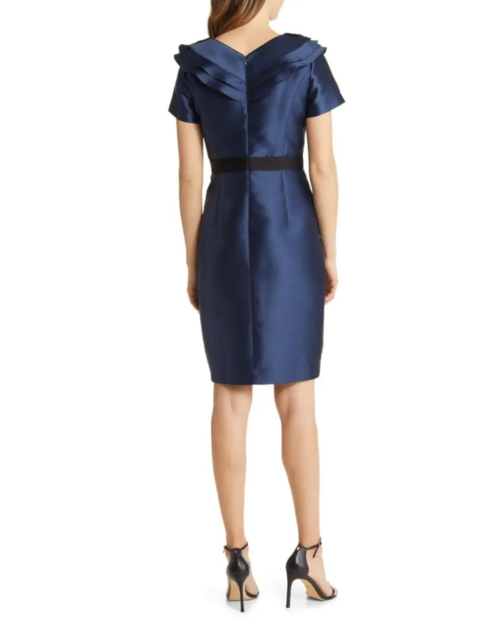 FOCUS by Shani - Dramatic Ruffle Mikado Sheath Dress