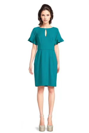 FOCUS by Shani — Flutter Sleeve Keyhole Dress in Azure
