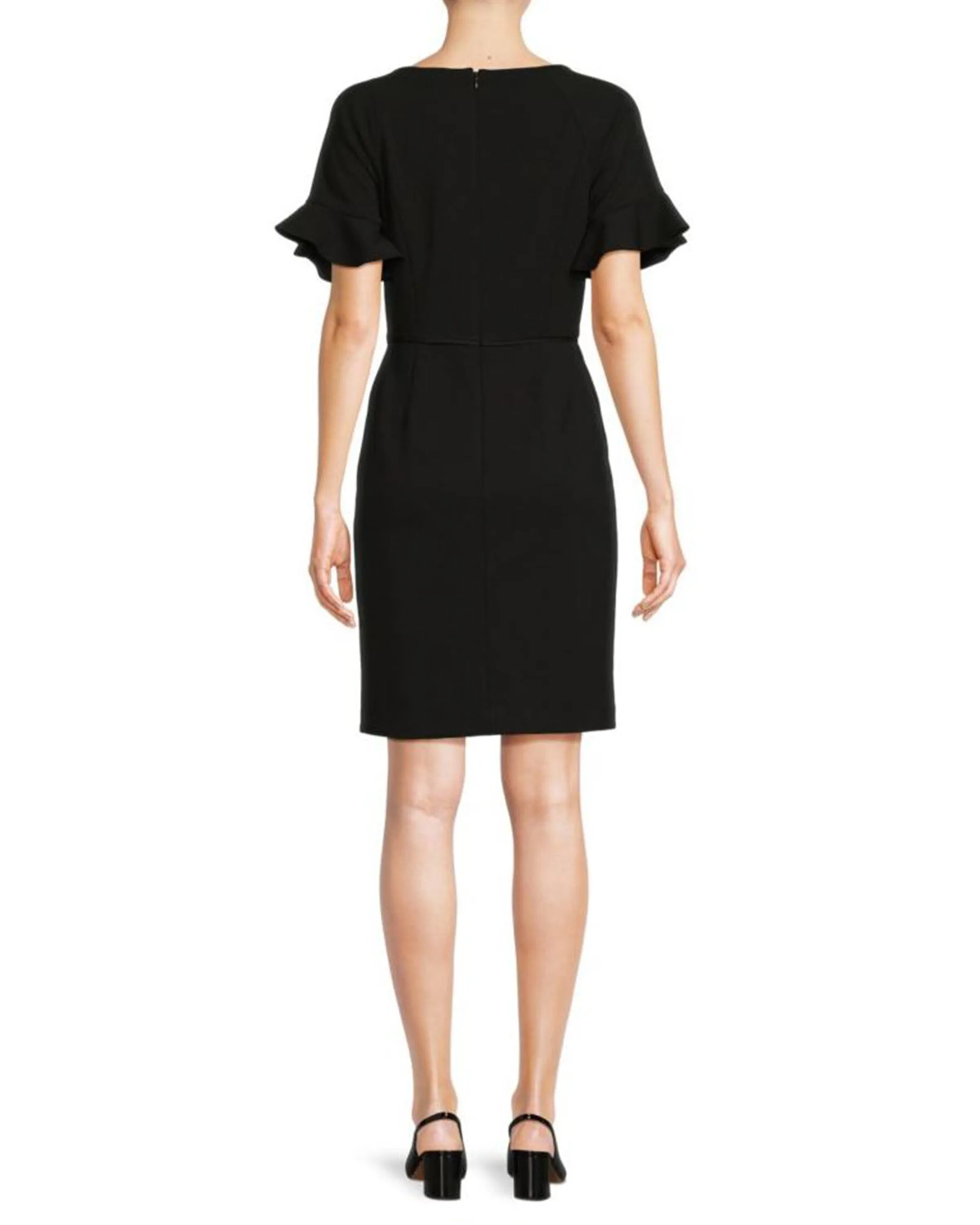 FOCUS by Shani — Flutter Sleeve Keyhole Dress in Black