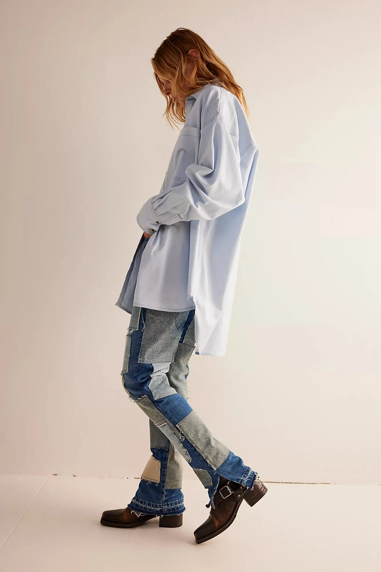 free people: freddie shirt-oxford blue