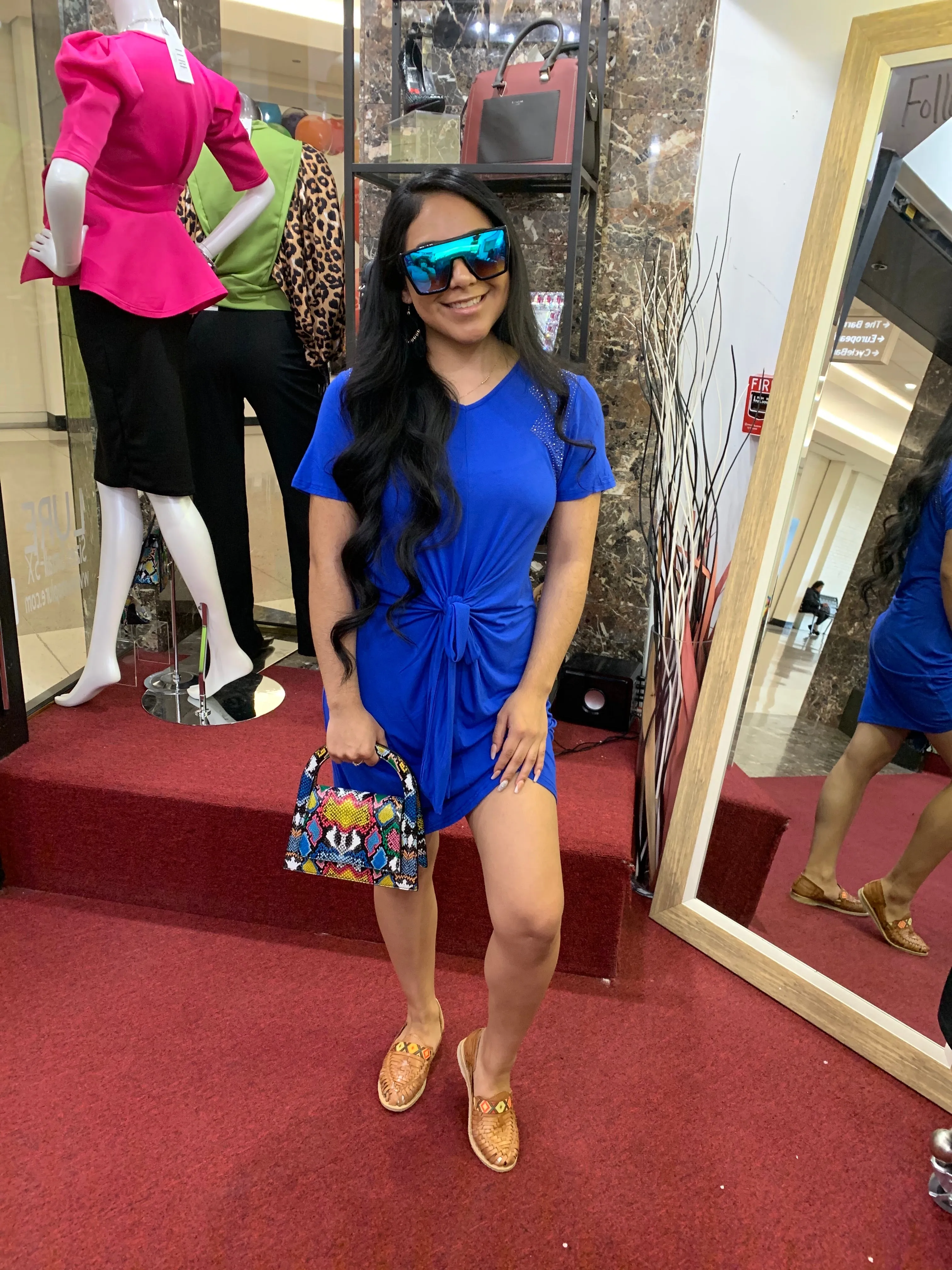 Front-Tie Rhinestone T-Shirt Dress (2 Colors)