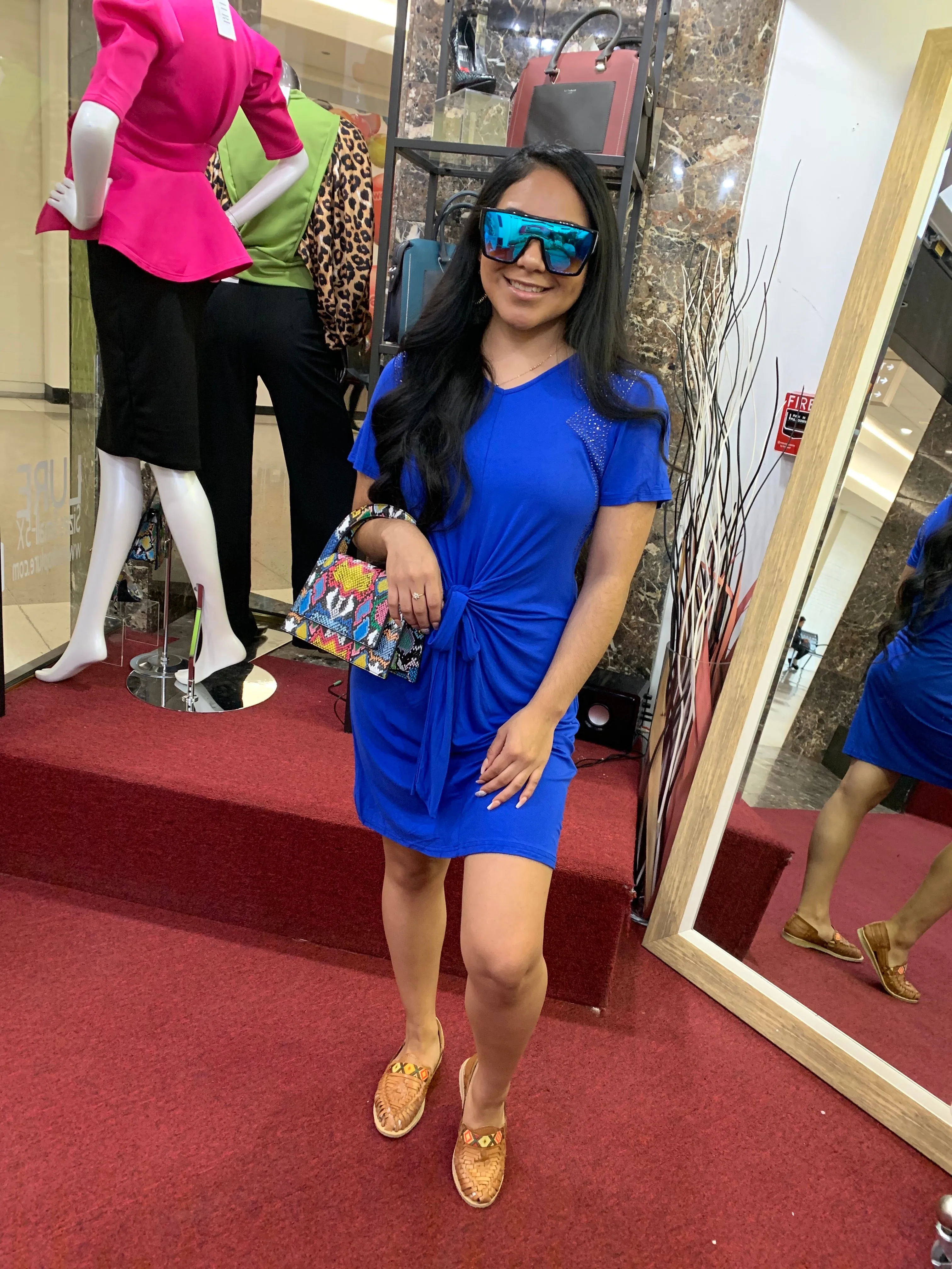 Front-Tie Rhinestone T-Shirt Dress (2 Colors)