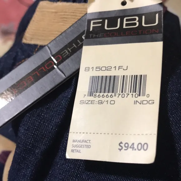 FUBU mixed media jean/velo long sleeve dress with back zipper. NWT