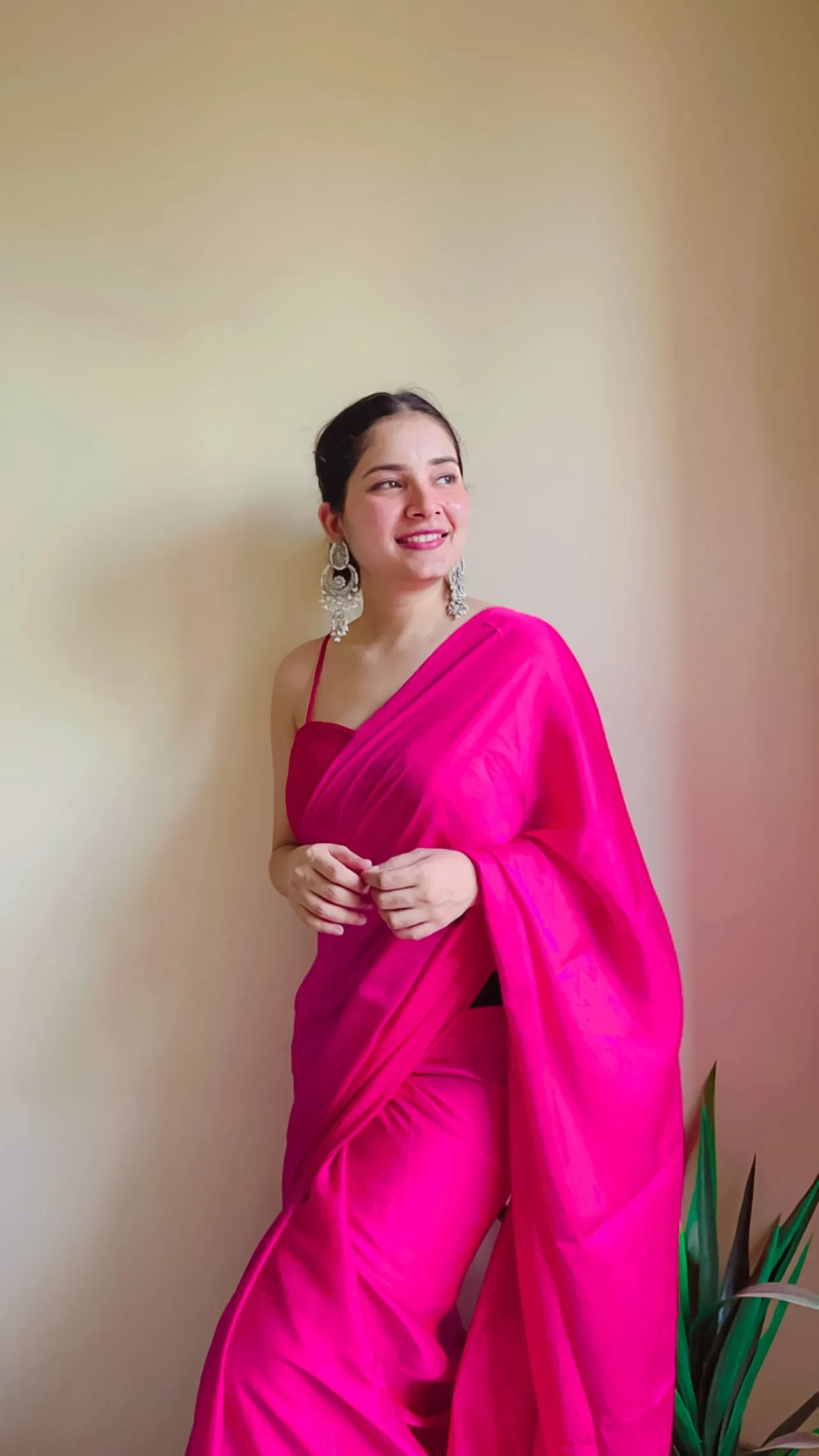 Fuchsia Flush Paradise Satin Saree