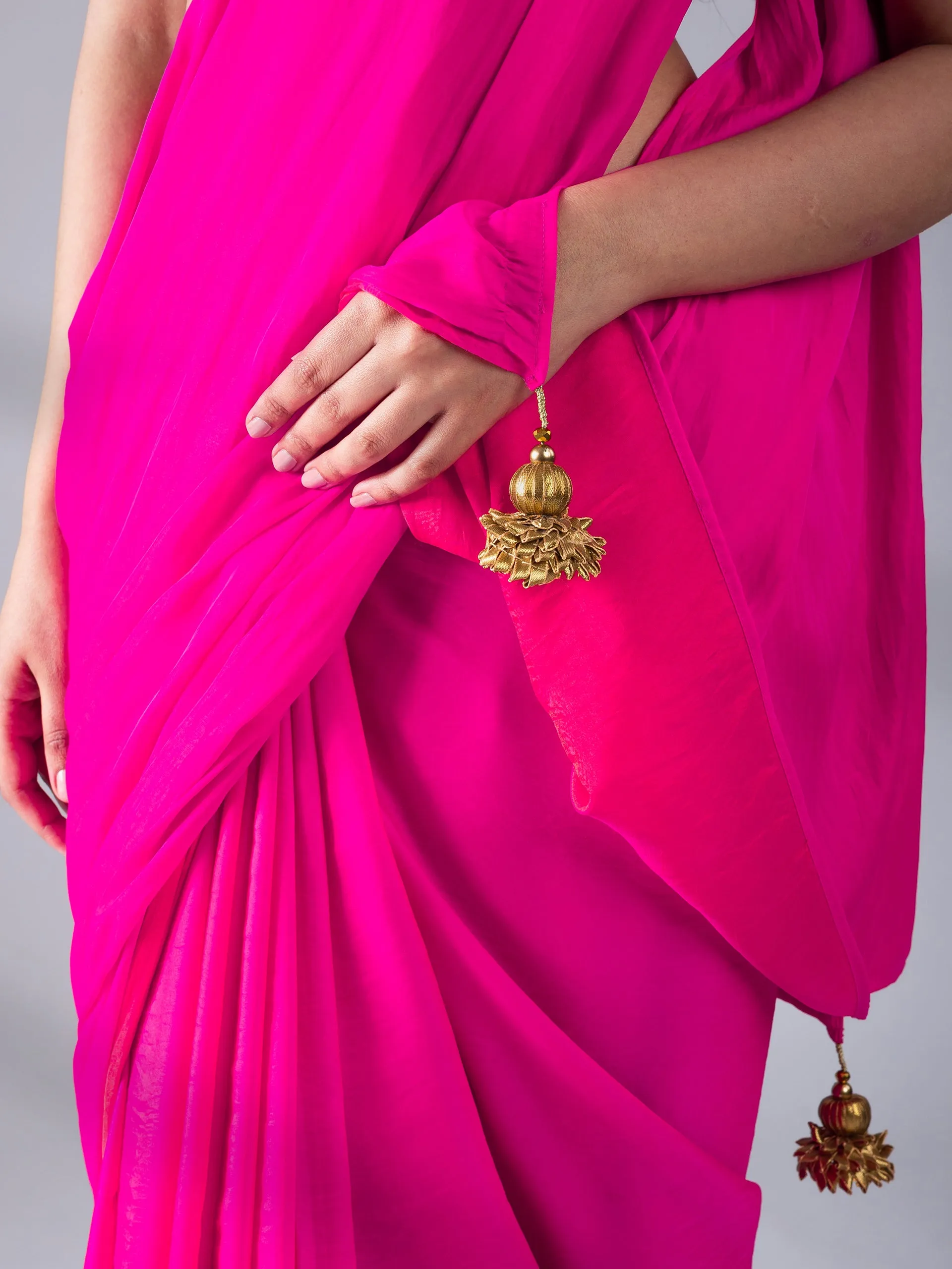 Fuchsia Flush Paradise Satin Saree