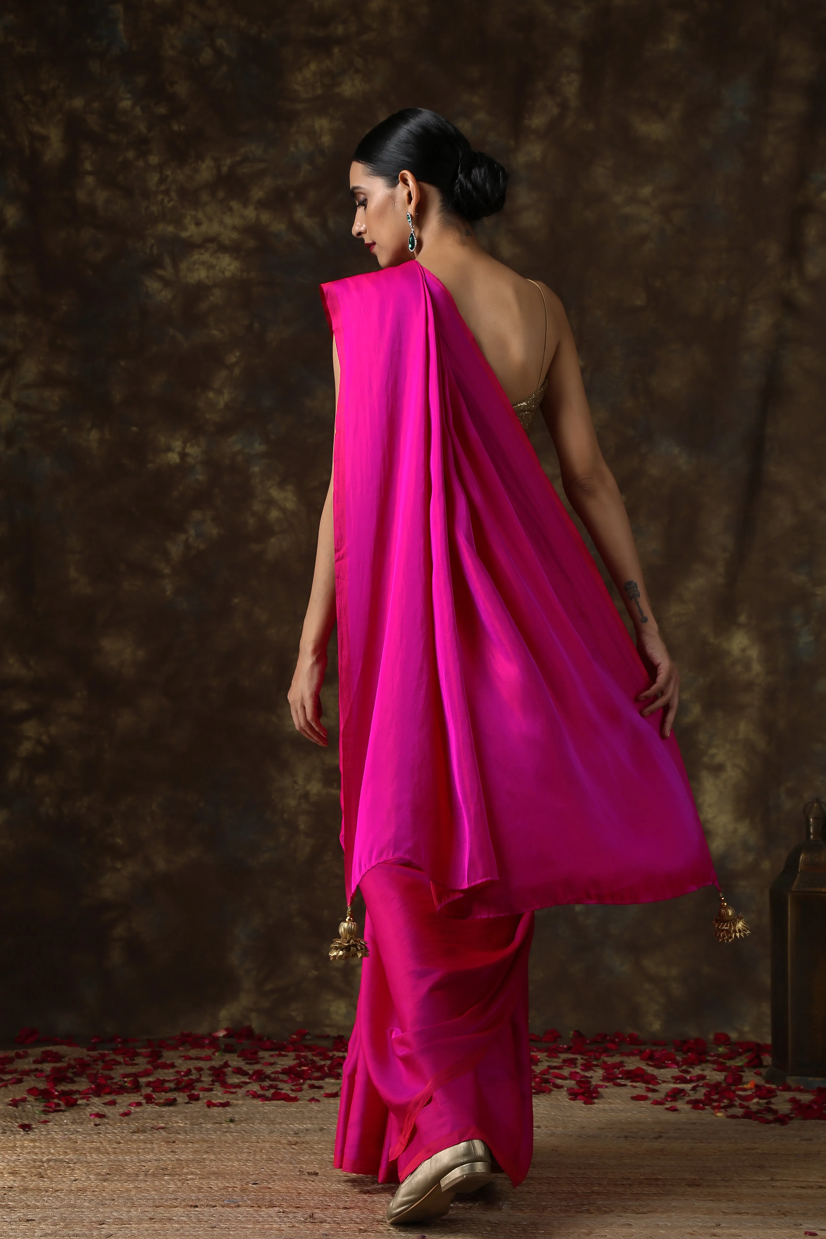 Fuchsia Flush Paradise Satin Saree