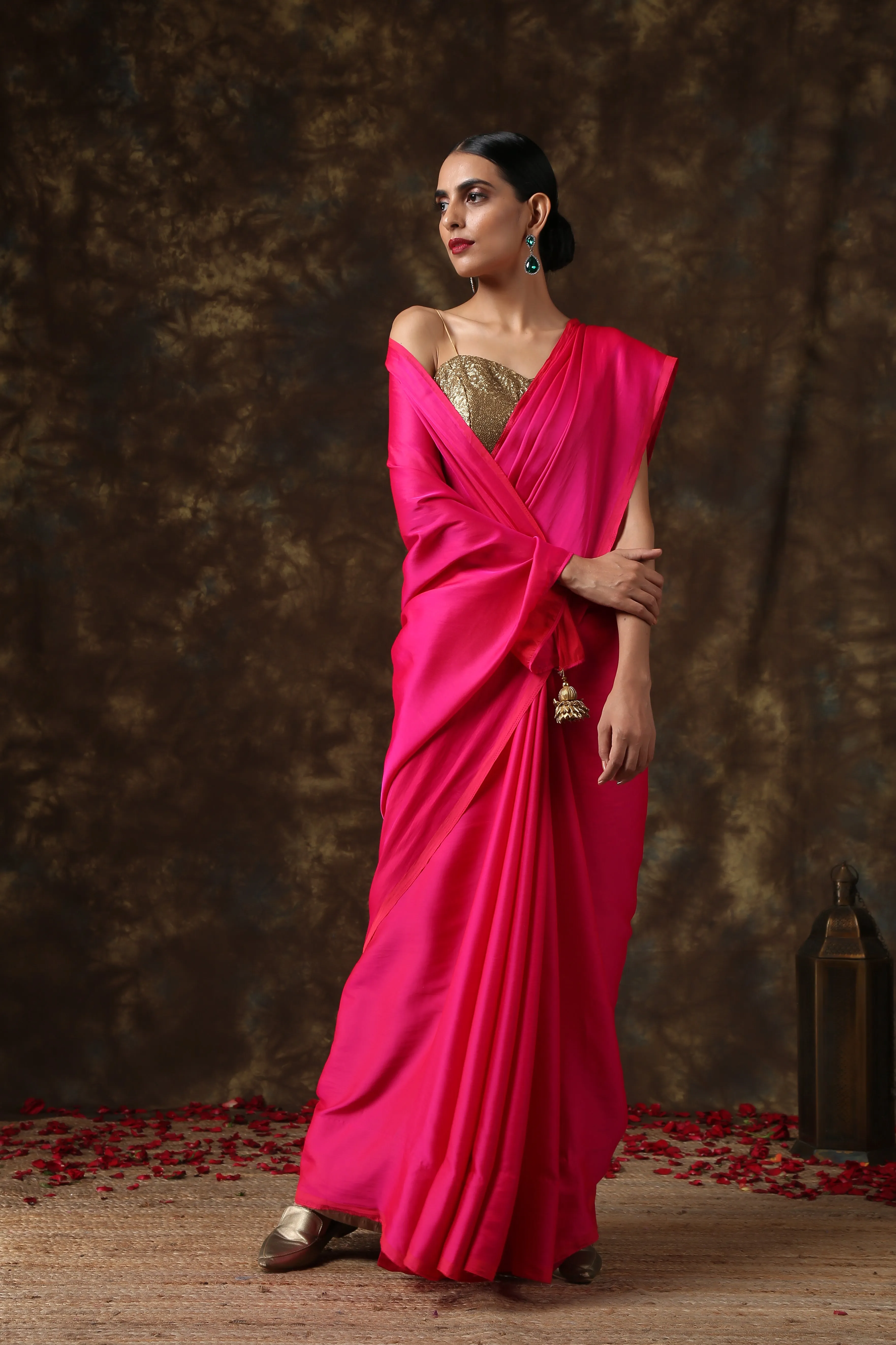 Fuchsia Flush Paradise Satin Saree