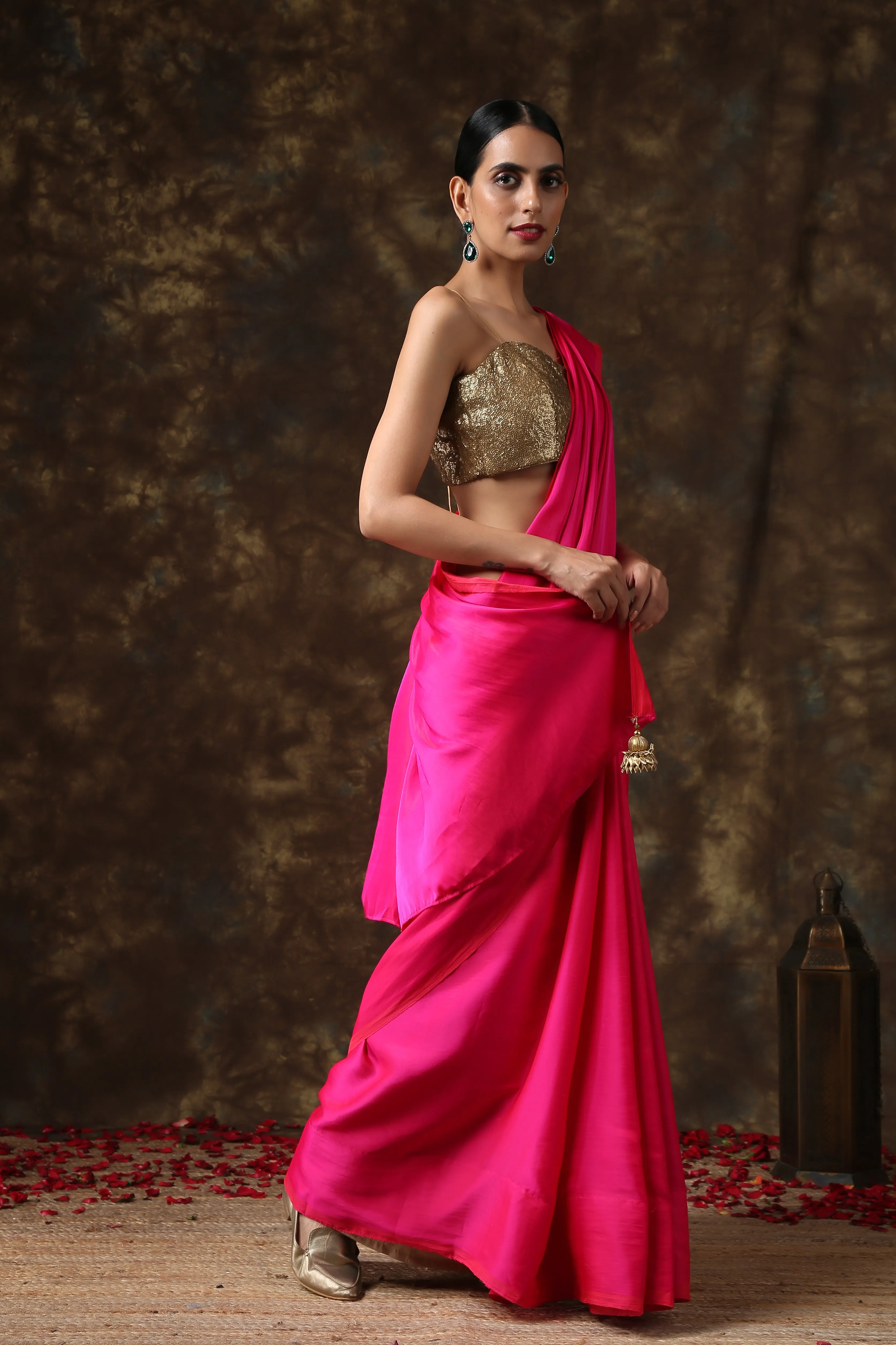 Fuchsia Flush Paradise Satin Saree