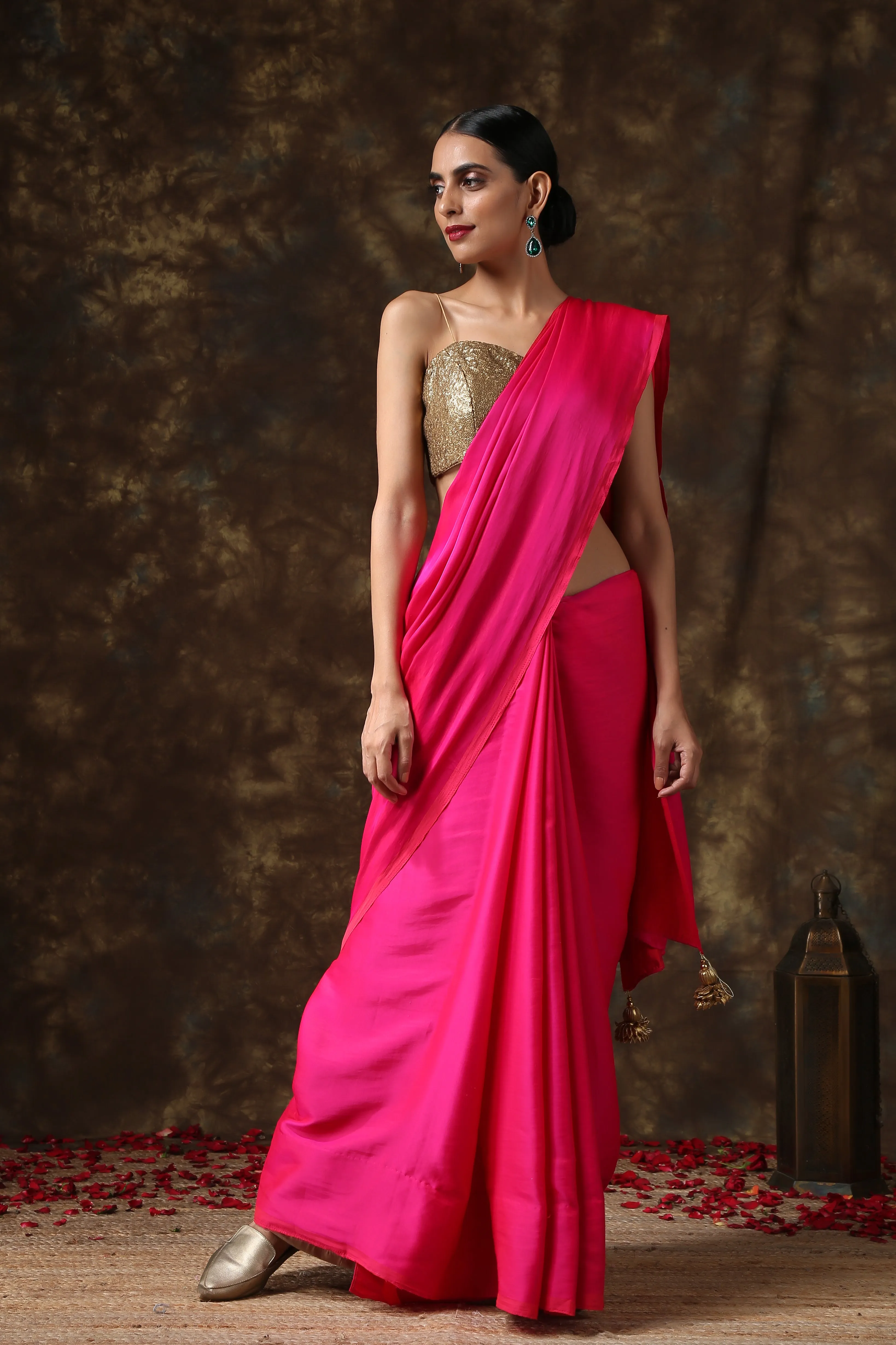 Fuchsia Flush Paradise Satin Saree