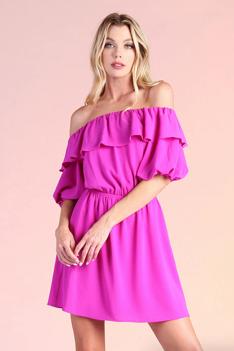 Fuschia Off Shoulder Dress