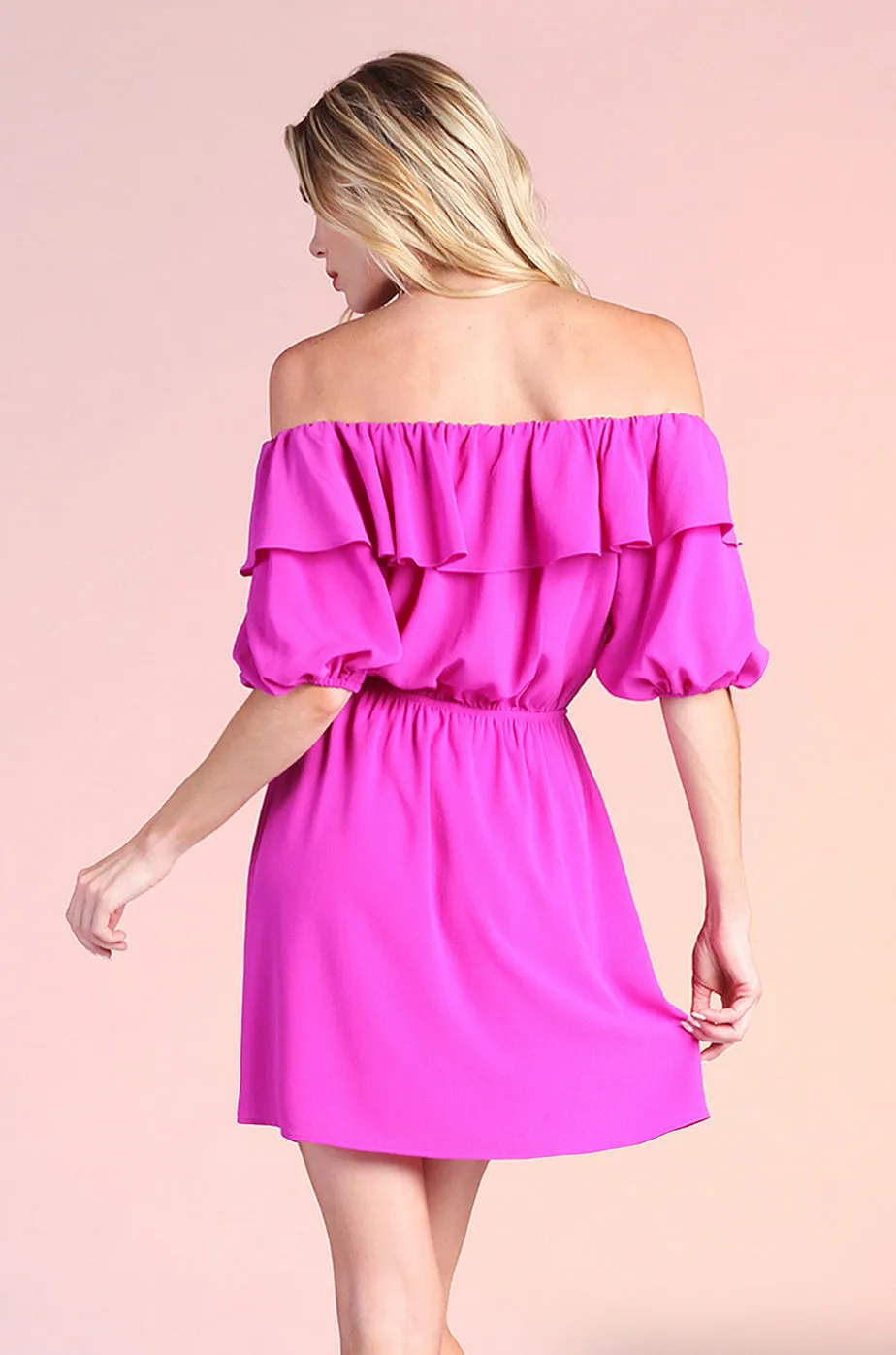 Fuschia Off Shoulder Dress