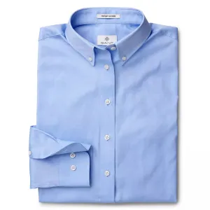GANT DIAMOND G Women's Capri Blue Pinpoint Oxford Shirt 432666 Size 6