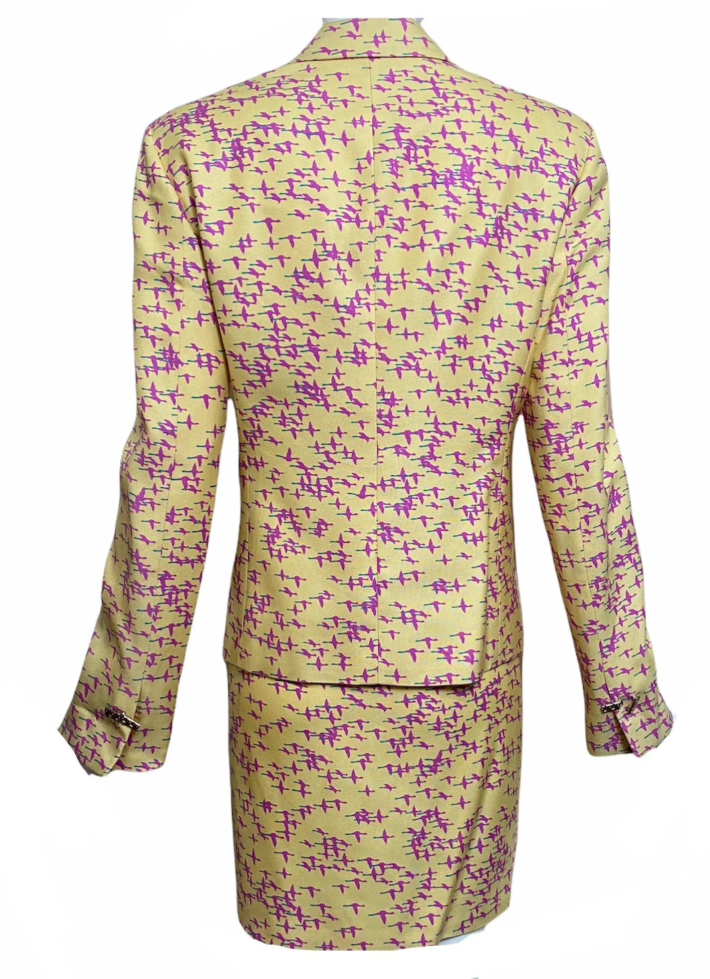 Gianni Versace 90s “Yellow Geese Flying South” Skirt Suit  New/Old
