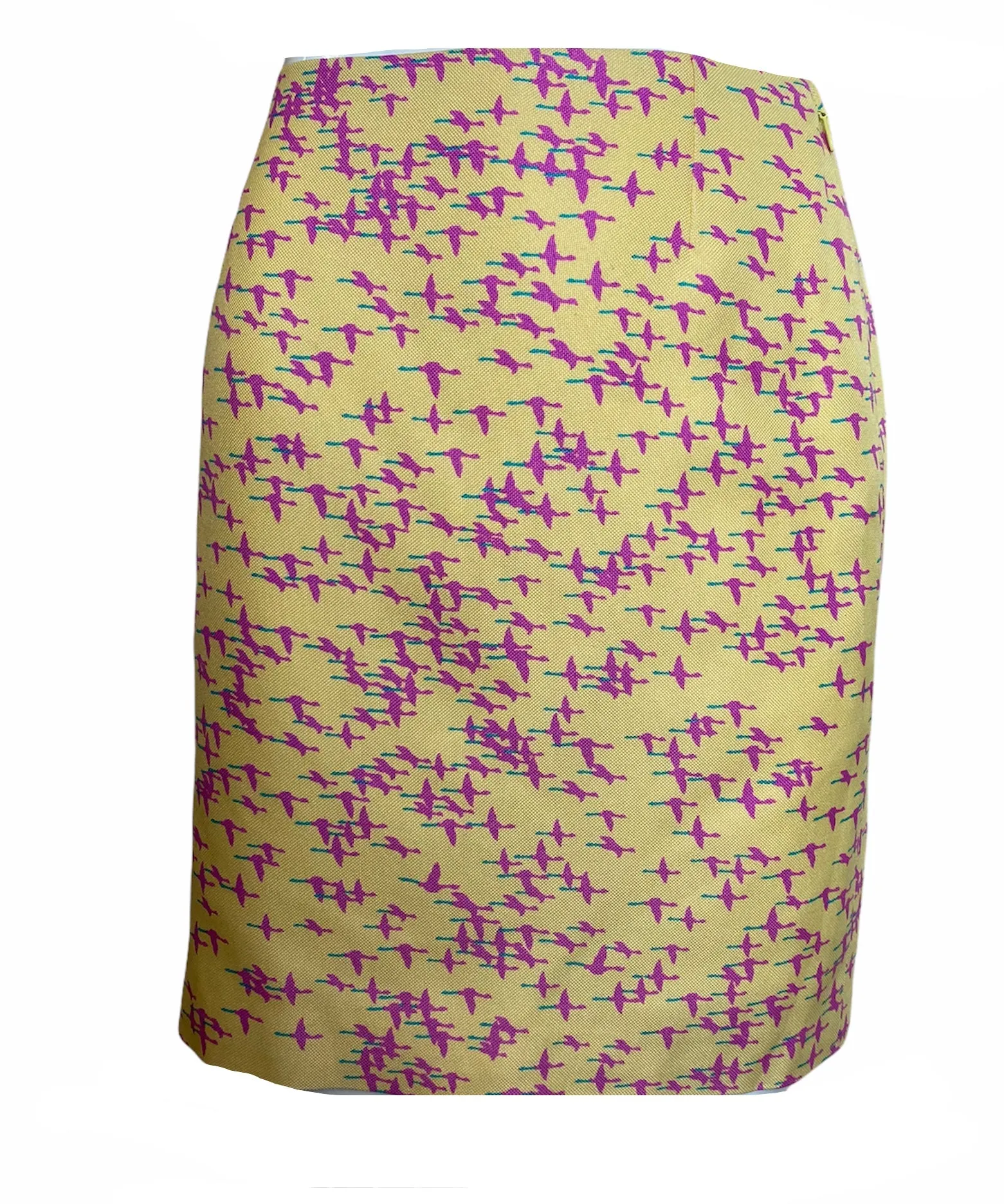 Gianni Versace 90s “Yellow Geese Flying South” Skirt Suit  New/Old