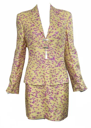 Gianni Versace 90s “Yellow Geese Flying South” Skirt Suit  New/Old
