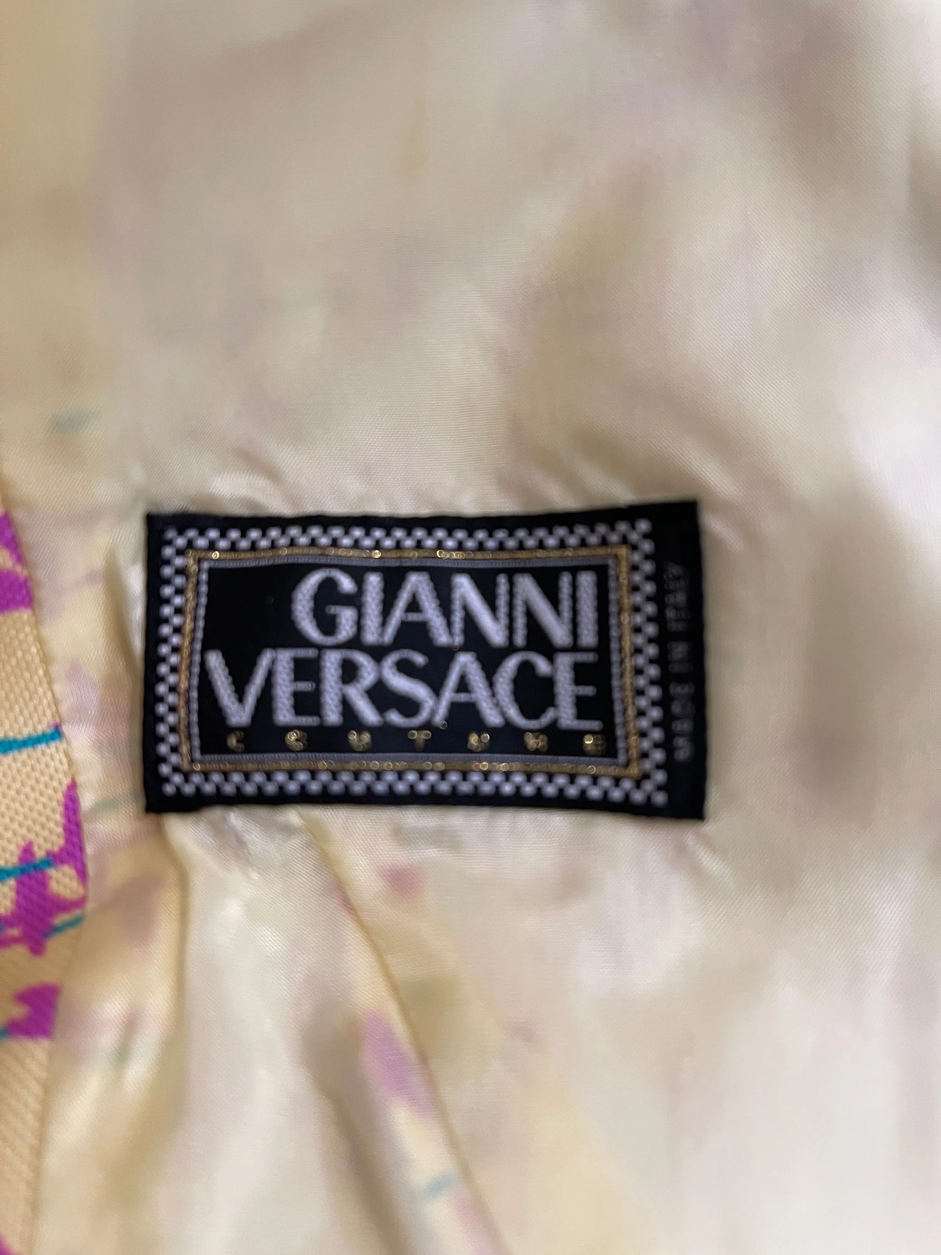 Gianni Versace 90s “Yellow Geese Flying South” Skirt Suit  New/Old