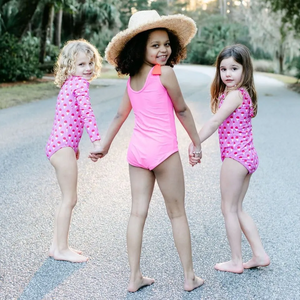 Girl's One-Piece Surf Suit Pink Sno-Cones