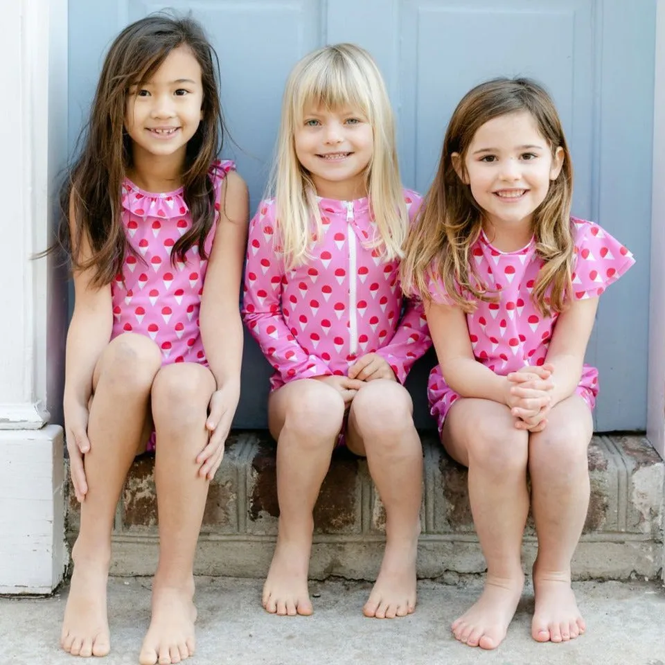 Girl's One-Piece Surf Suit Pink Sno-Cones
