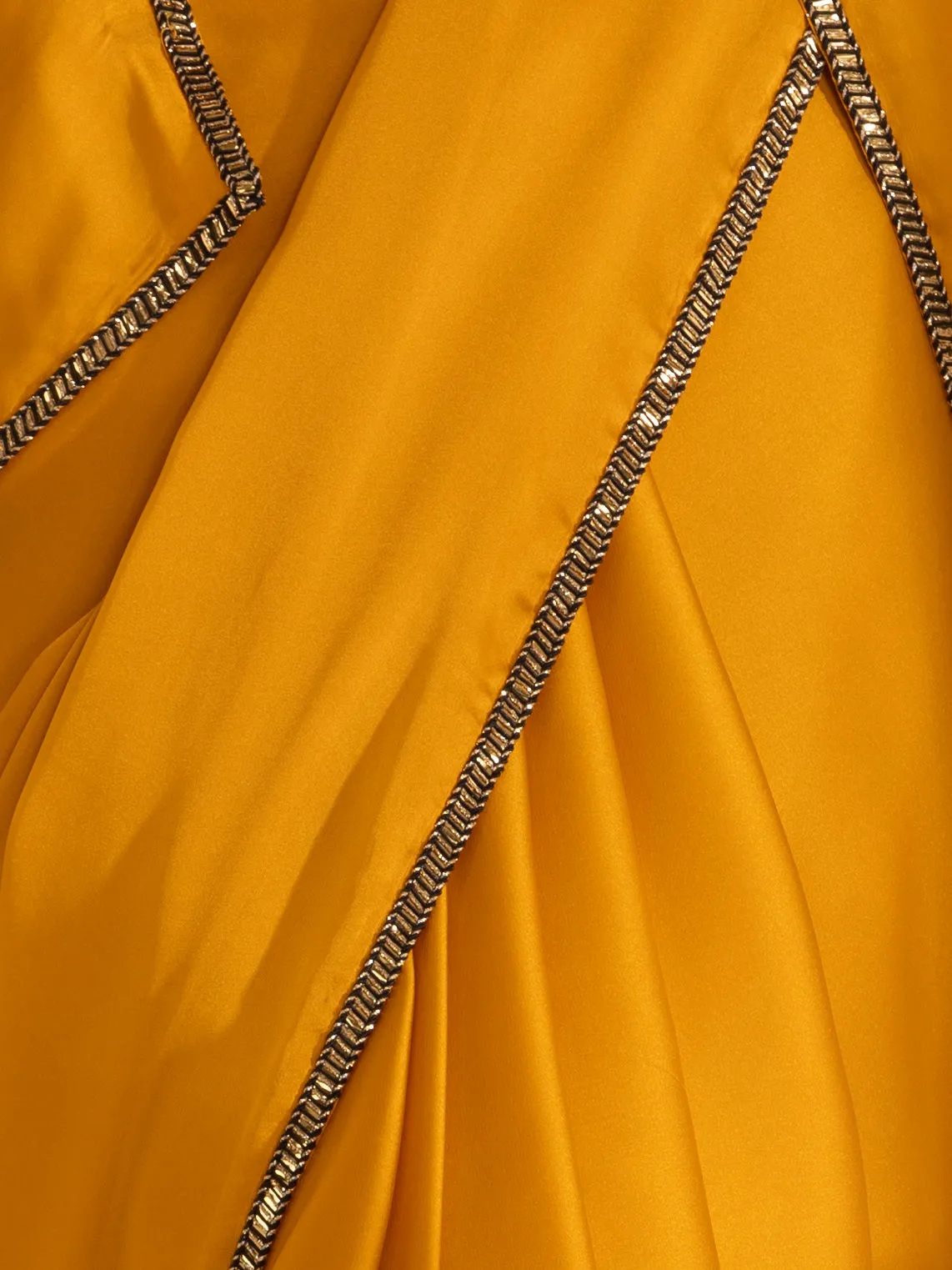 Golden Mustard Satin Saree with Lace
