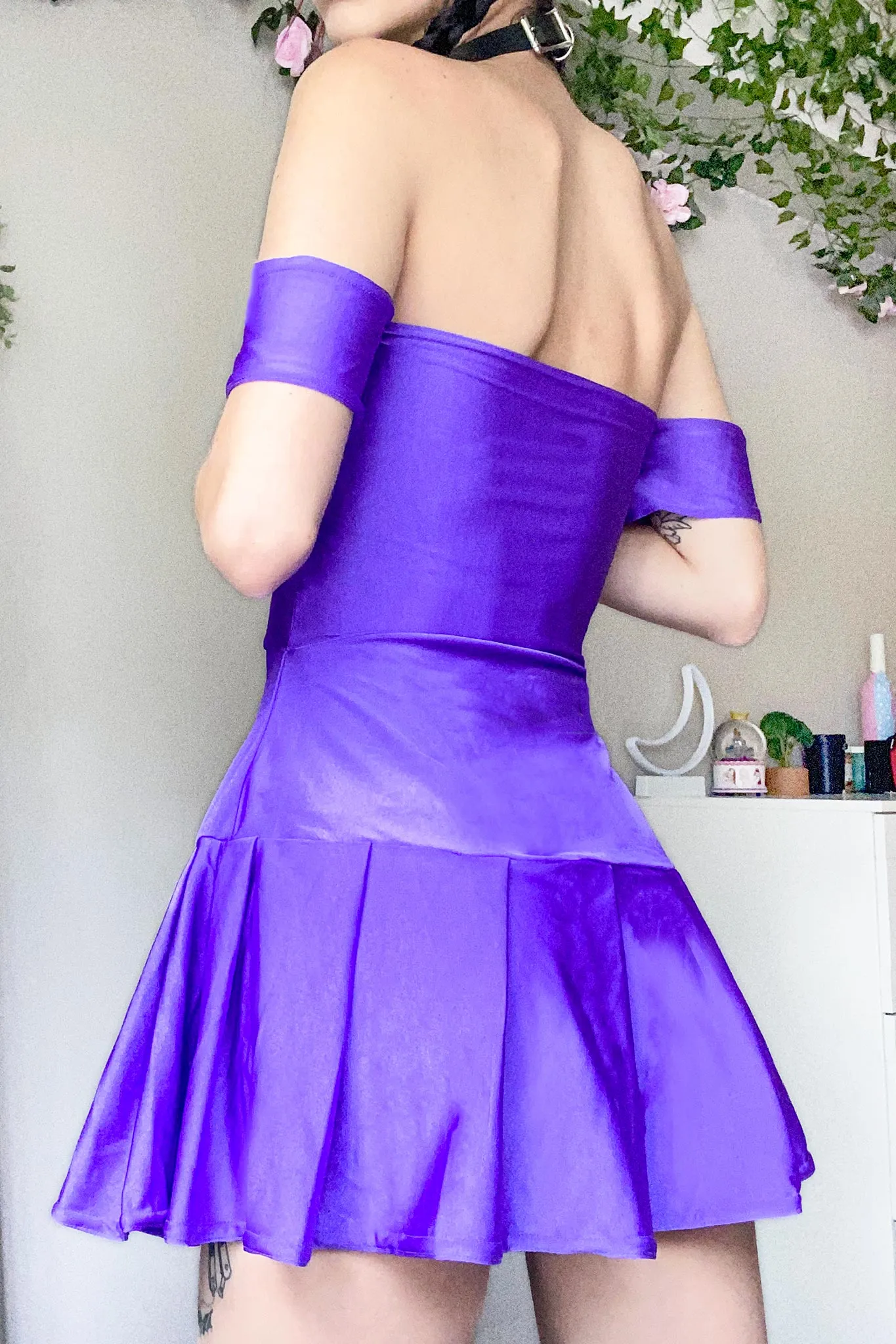 Grape Off Shoulder Skater Dress