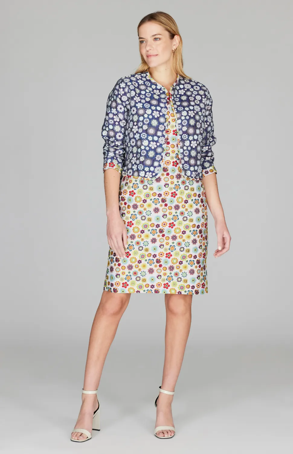 Graphic Flora Jacquard Sheath Dress