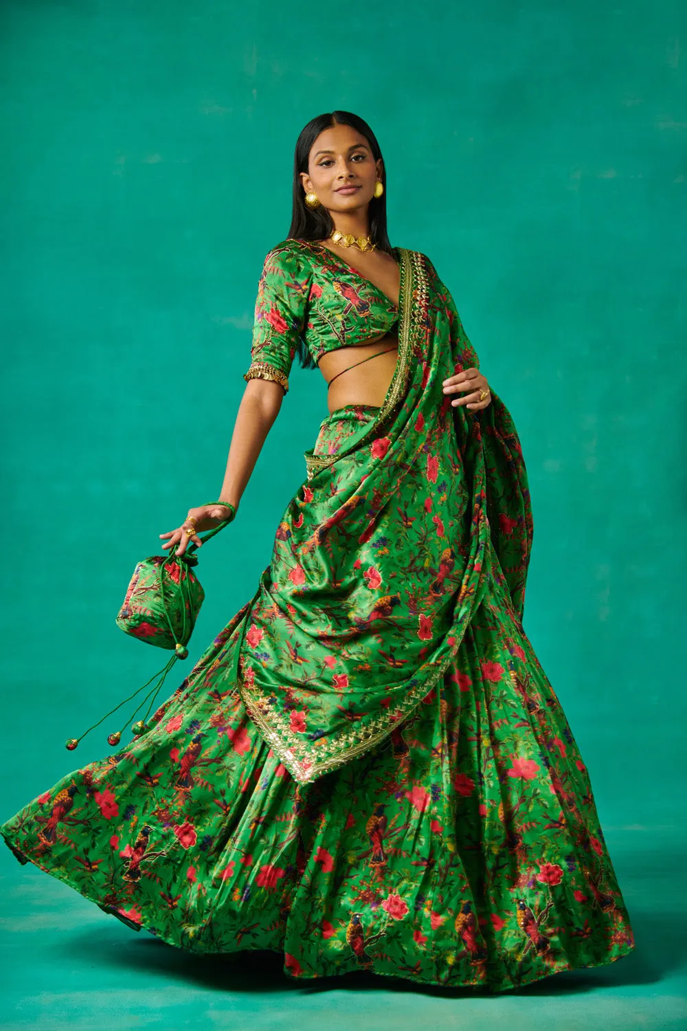 Green Lehenga And Blouse Set With Dupatta