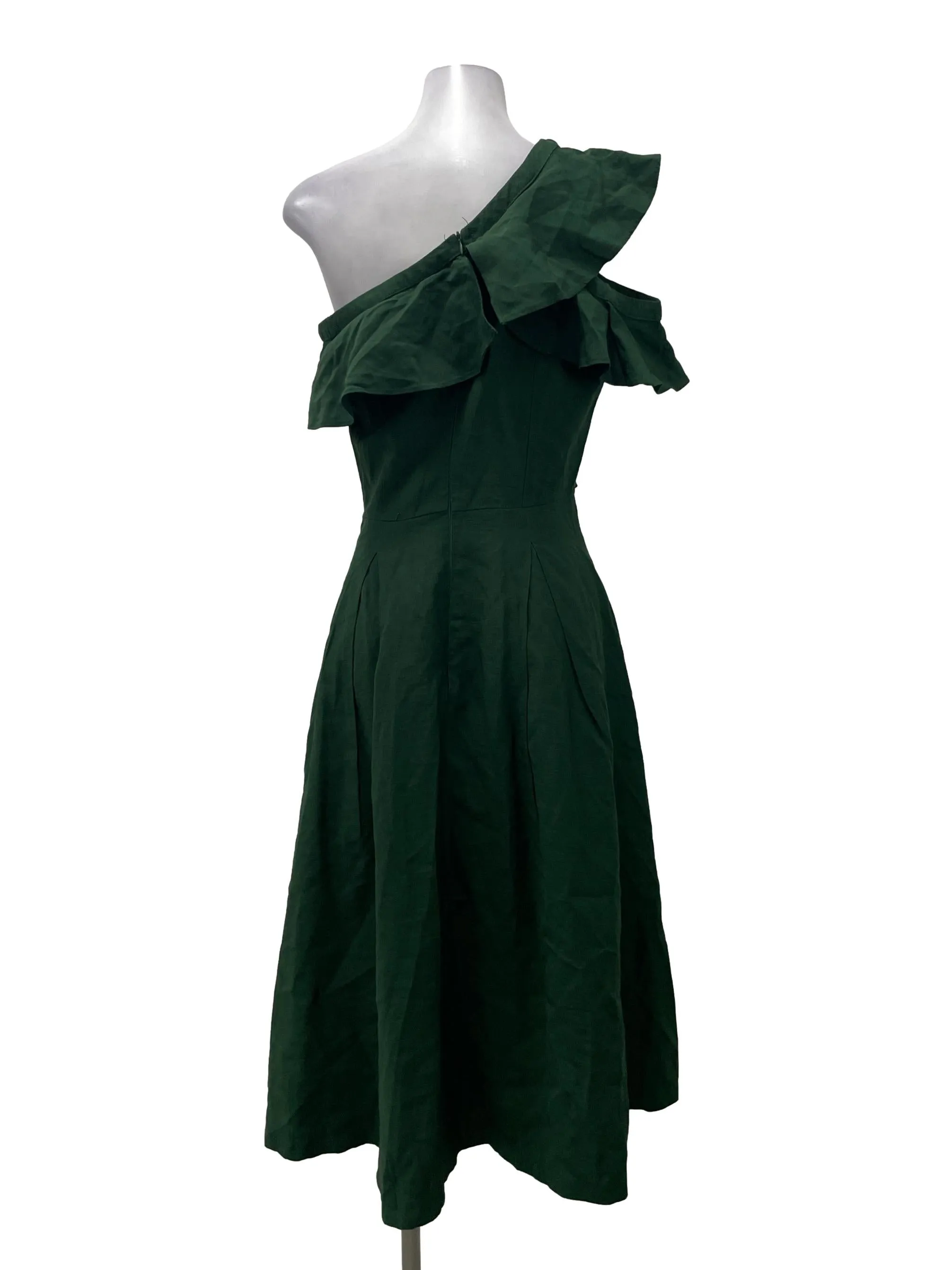 Green Off Shoulder Flutter Dress TEM