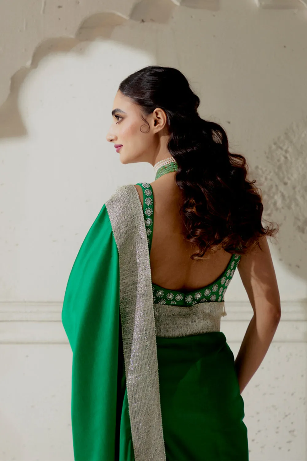 Green Silk Satin Saree