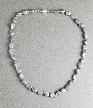 Grey Freshwater Pearl Necklace, Baroque Freshwater Pearls, Casual Pearl Necklace, Statement Pearl Necklace