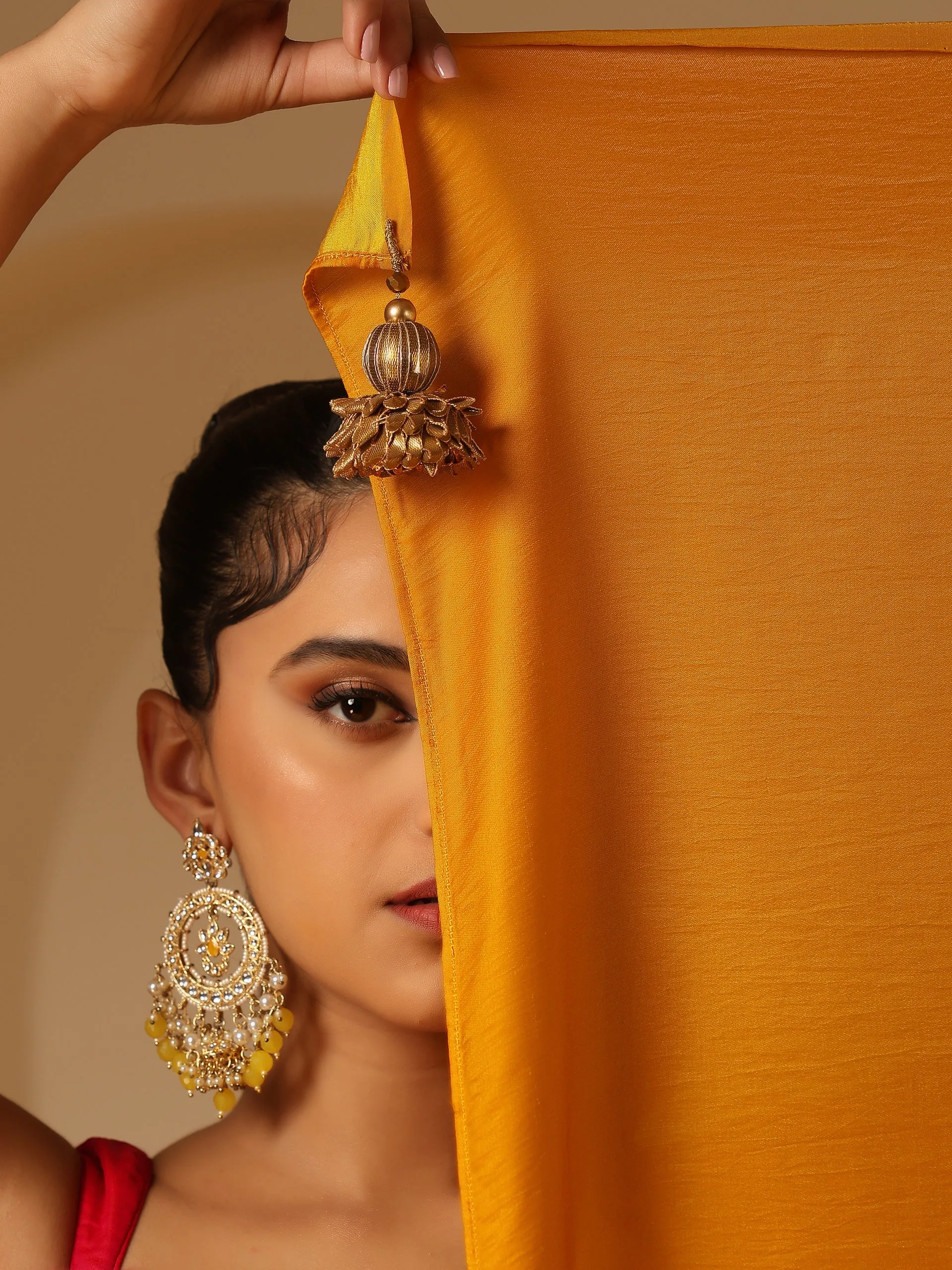 Haldi Yellow Dual Shade Satin Saree with Fuchsia Satin Blouse Fabric