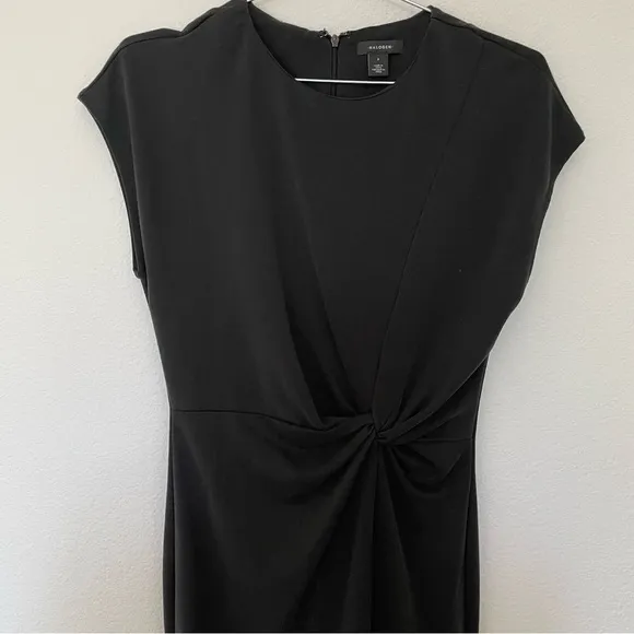 Halogen Black Twist Front Knit Sheath Dress Size Small
