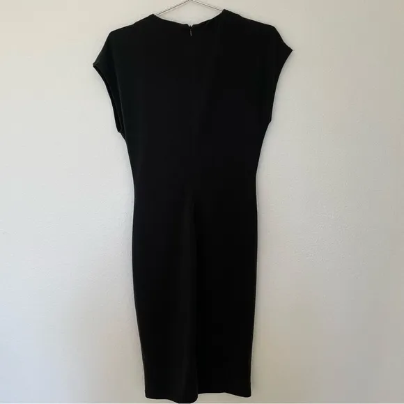Halogen Black Twist Front Knit Sheath Dress Size Small