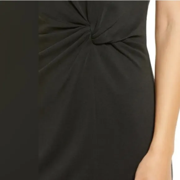 Halogen Black Twist Front Knit Sheath Dress Size Small