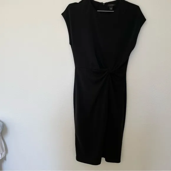 Halogen Black Twist Front Knit Sheath Dress Size Small